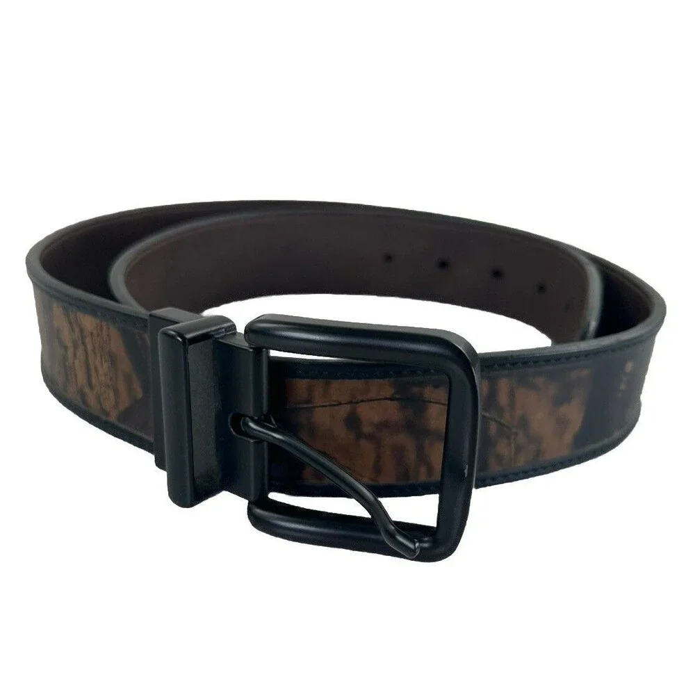 Mossy Oak Camouflage Brown 1705 Camo Genuine Leather Men’s Sz 38 Reversible Belt
